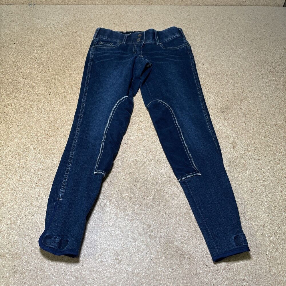 Goode Rider Jean Rider Knee Patch sz 24R Breeches Black Denim I3